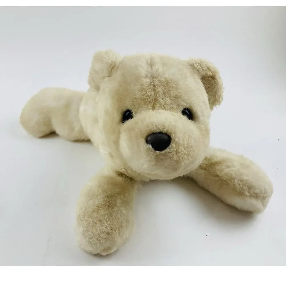White SOFT Floppy BEAR APPLAUSE KOREA 80s Ecru Cream Chopped Nut Shells Belly La